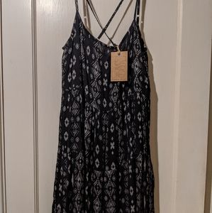 Patterned Crossback Black Beach Dress